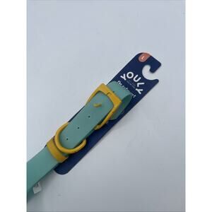 YOULY the Extrovert Color Block Teal & Yellow Dog Collar Large 18-21 In